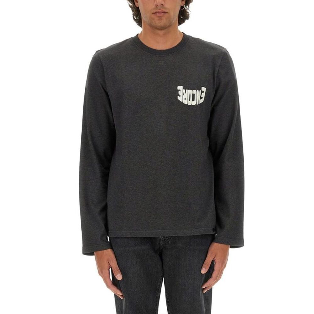 COURREGES Men's Long Sleeve Crew Neck Graphic T-Shirt Men BLACK T-Shirts